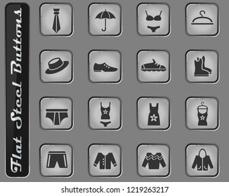 clothes web icons on the flat steel buttons