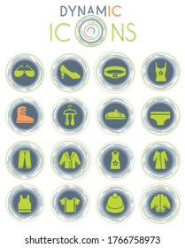clothes web icons on white background with dynamic lines for animation for user interface design