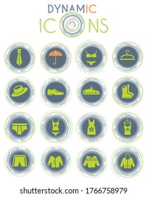 clothes web icons on white background with dynamic lines for animation for user interface design