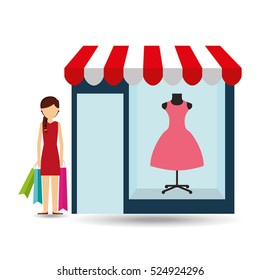 Clothes Woman Buys Gifts Vector Illustration Stock Vector (Royalty Free ...