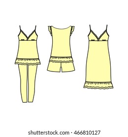  clothes. Women's homewear. pajamas jersey. shorts and top.