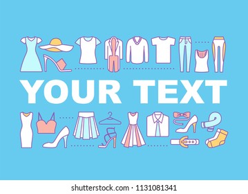 Clothes word concepts banner. Clothing store. Fashion. Casual and formal wear. Isolated lettering typography idea with linear icons. Vector outline illustration