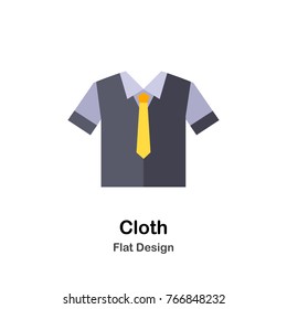 clothes with yellow tie flat illustration icon