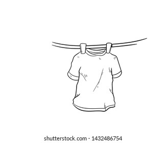 Clothesline Doodle Hand Drawing Vector