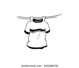 Clothesline Doodle Hand Drawing Vector