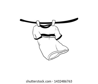 Clothesline Doodle Hand Drawing Vector