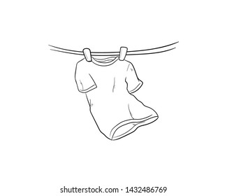 Clothesline Doodle Hand Drawing Vector