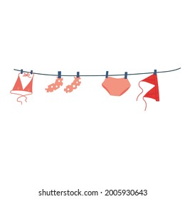 tendedero para secar ropa y ropa interior, medias. Artículos domésticos para la limpieza y el lavado