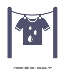 clothesline drying icon on white background. flat vector illustration.
