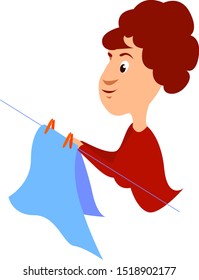 Línea de ropa, ilustración, vector sobre fondo blanco.
