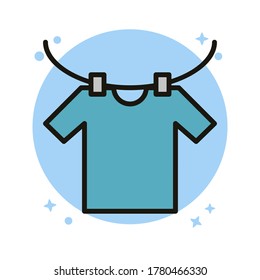 Clothesline Rope Icon Design. Hanging Clothes Vector Illustration