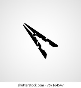 Clothespin black silhouette. Vector icon