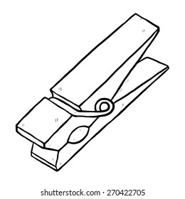 clothespin / cartoon vector and illustration, black and white, hand drawn, sketch style, isolated on white background.