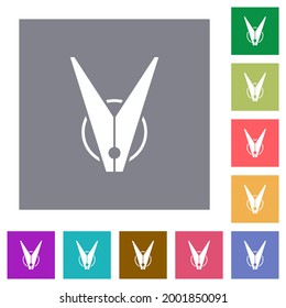 Clothespin flat icons on simple color square backgrounds