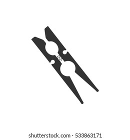 Clothespin icon flat. Illustration isolated on white background. Vector grey sign symbol
