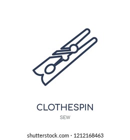 Clothespin icon. Clothespin linear symbol design from Sew collection. Simple outline element vector illustration on white background.