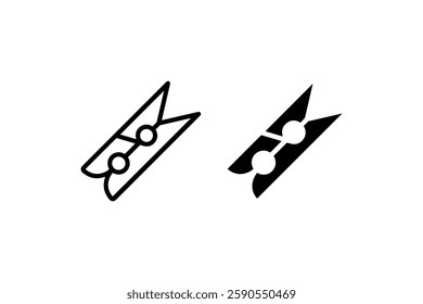 Clothespin icon in outline and solid style Vector