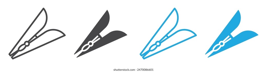 Wäscheklammer-Symbol, das Wäschereiaufgaben und das Trocknen von Kleidung anzeigt, geeignet für Hausarbeiten, Haushaltsverwaltung und Reinigungsdienste