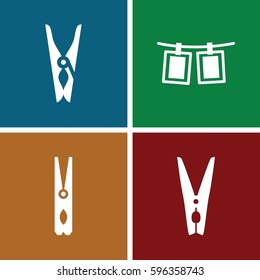 clothespin icons set. Set of 4 clothespin filled icons such as cloth pin