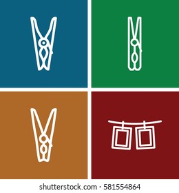 clothespin icons set. Set of 4 clothespin outline icons such as cloth pin