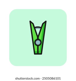 Clothespin line icon. Dryer, instruction, clothespeg. Laundromat concept. Vector illustration can be used for topics like washing clothes, household, housekeeping