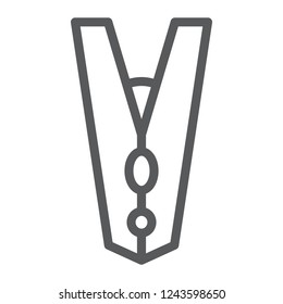 Clothespin line icon, laundry and clothes, clamp sign, vector graphics, a linear pattern on a white background, eps 10.