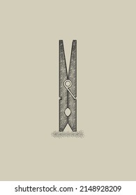 Bekleidung auf grauem Hintergrund, im Vintage-Stil gezeichnet. Vektorgrafik