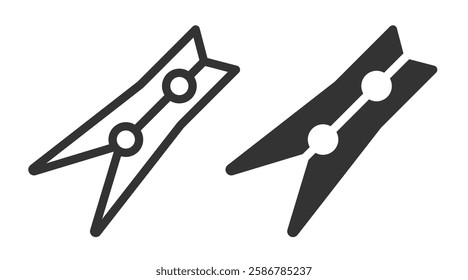 Clothespin outline and solid icon.