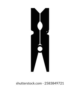 Clothespin Silhouette. Black and White Icon Design Elements on Isolated White Background