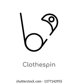 clothespin vector line icon. Simple element illustration. clothespin outline icon from sew concept. Can be used for web and mobile