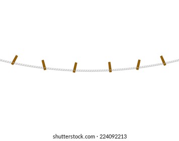 Clothespins on rope