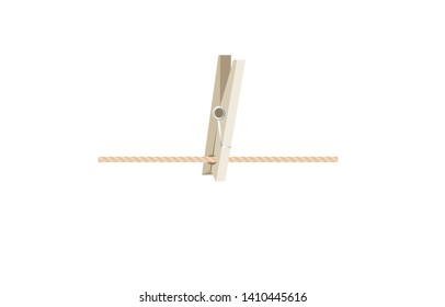 Clothespins on a rope isolated