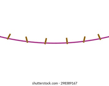 Clothespins on rope in purple design 