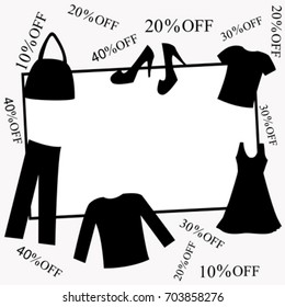 Clothing and accessories frame with discounts