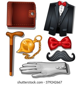 Clothing and accessories of a gentleman. Vector.