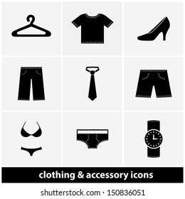 Clothing and Accessories Icon Set