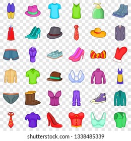 Clothing accessories icons set. Cartoon style of 36 clothing accessories vector icons for web for any design