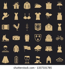 Clothing accessories icons set. Simple style of 36 clothing accessories vector icons for web for any design