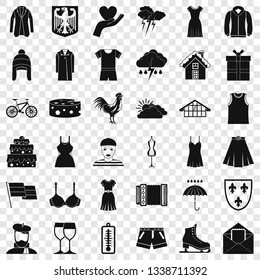 Clothing accessories icons set. Simple style of 36 clothing accessories vector icons for web for any design