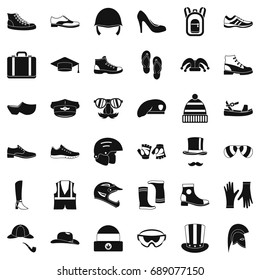 Clothing accessories icons set. Simple style of 36 clothing accessories vector icons for web isolated on white background
