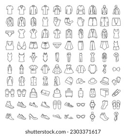 Clothing and accessories vector icon set