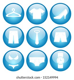 Clothing Accessory Icon Set Glossy Blue Stock Vector (Royalty Free ...