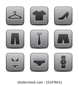 Clothing and Accessory Square Icon Set