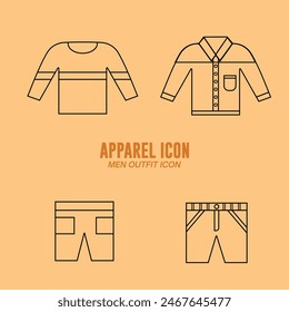 Clothing or Apparel Icon Collection Flat Design - Editable EPS Vector Icon Illustration