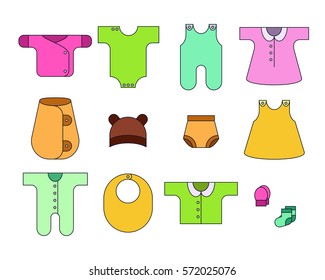 Clothing for babies. Set of isolated elements