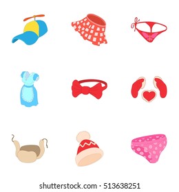 Clothing for body icons set. Cartoon illustration of 9 clothing for body vector icons for web