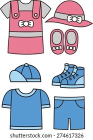 clothing for boys and girls, vector illustration