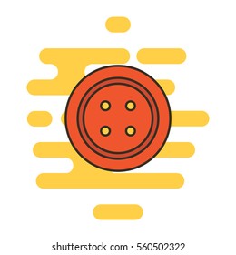 Clothing button color thin line icon. Cloud background 