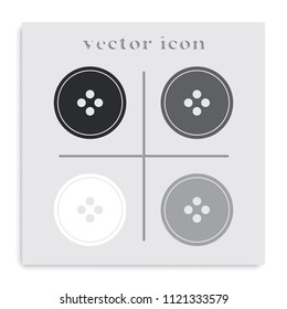 Clothing button flat black and white vector icon.