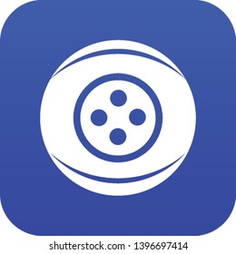 Clothing button icon blue vector isolated on white background